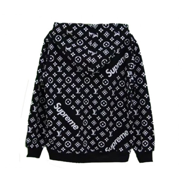 Black Supreme X Louis Vuitton Hoodie, HD Png Download - kindpng