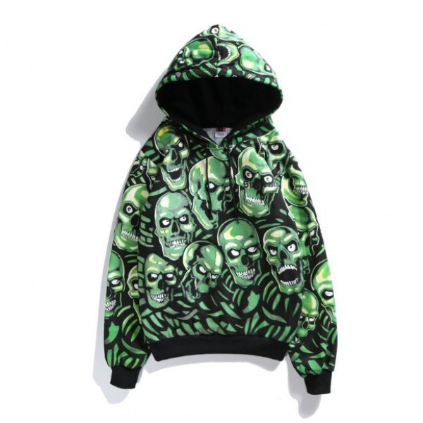 green skull hoodie supreme